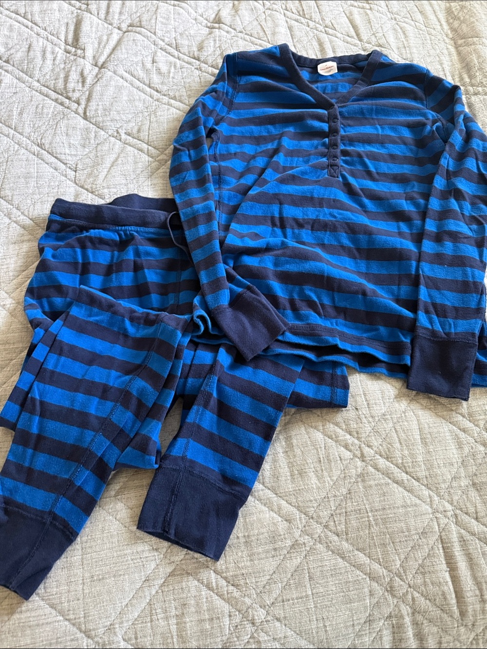 Adult Hanna Anderson Blue & Navy Striped Pajama Set
